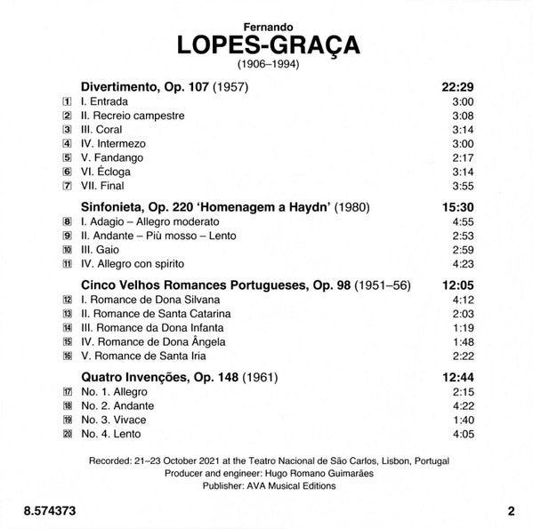 Fernando Lopes-Graça, Orquestra Sinfónica Portuguesa, Bruno Borralhinho : Divertimento • Sinfonieta (CD, Album)