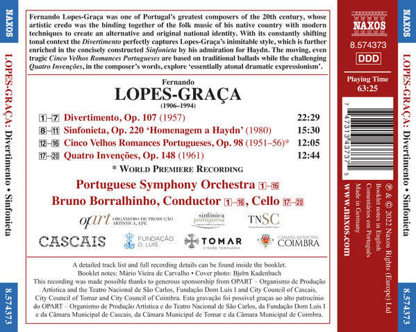 Fernando Lopes-Graça, Orquestra Sinfónica Portuguesa, Bruno Borralhinho : Divertimento • Sinfonieta (CD, Album)