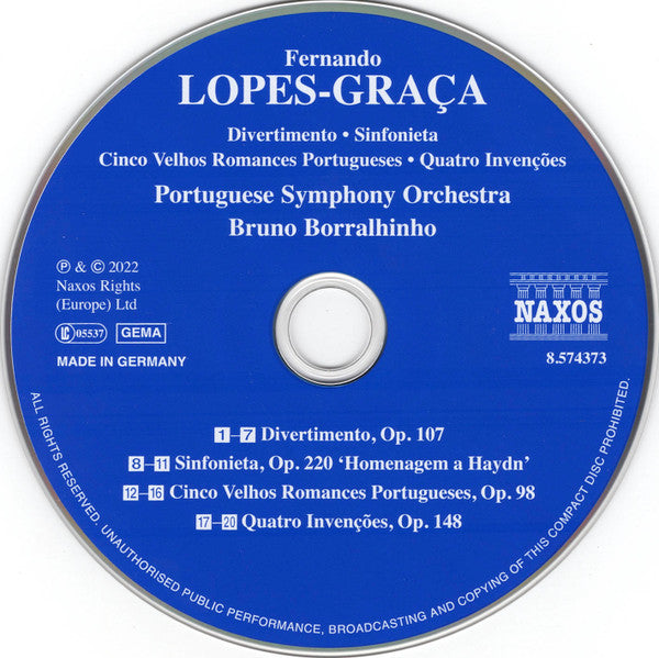 Fernando Lopes-Graça, Orquestra Sinfónica Portuguesa, Bruno Borralhinho : Divertimento • Sinfonieta (CD, Album)