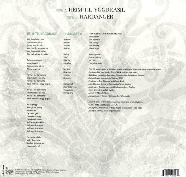 Ivar Bjørnson & Einar Selvik : Hardanger (12", S/Sided, EP, Etch, Ltd, Gre)