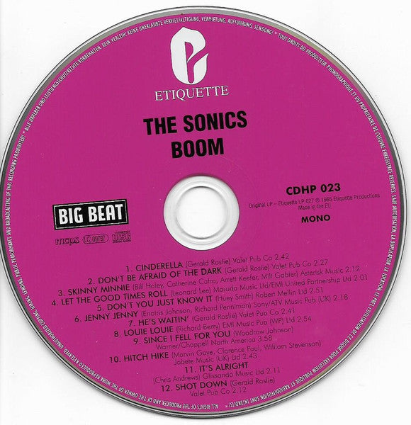 The Sonics : Boom (CD, Album, Mono, RE, Car)