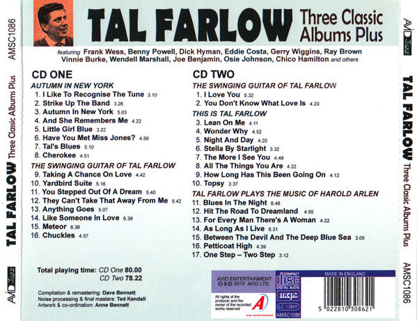 Tal Farlow : Three Classic Albums Plus: Autumn In New York / The Swinging Guitar Of Tal Farlow / This Is Tal Farlow / Tal Farlow PLays The Music Of Harold Arlen (2xCD, Comp, RM)
