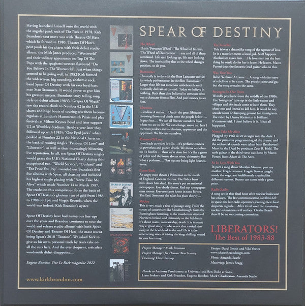 Spear Of Destiny : Liberators! The Best Of 1983-1988 (LP, Comp, Red)