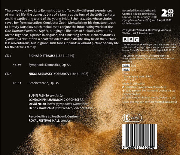Richard Strauss, Nikolai Rimsky-Korsakov, Zubin Mehta, London Philharmonic Orchestra : Symphonia Domestica / Scheherazade (2xCD, Comp)