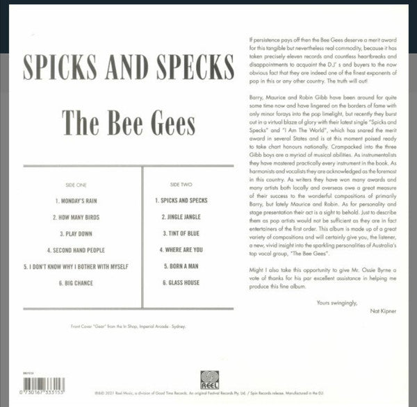 Bee Gees : Spicks And Specks  (LP, Album, Mono, RE, Unofficial, Whi)