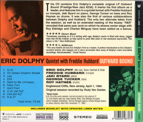 Eric Dolphy Quintet With Freddie Hubbard : Outward Bound (CD, Album, RE, RM)