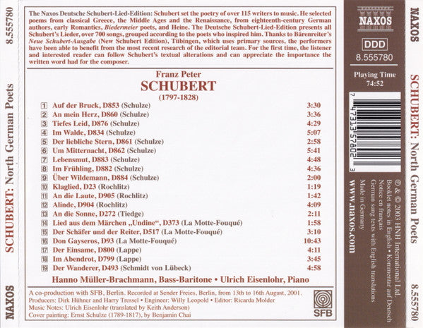 Franz Schubert, Hanno Müller-Brachmann, Ulrich Eisenlohr : North German Poets (CD)