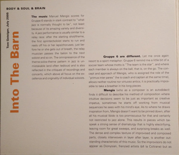 Manuel Mengis Gruppe 6 : Into The Barn (CD, Album)
