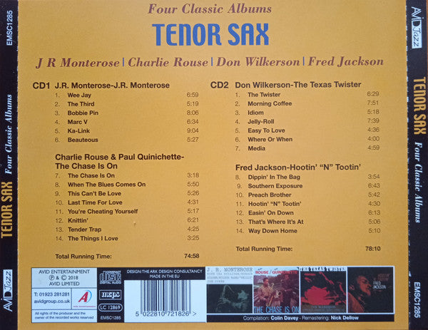 J.R. Monterose | Charlie Rouse | Don Wilkerson | Fred Jackson : Four Classic Albums: Tenor Sax (2xCD, Comp)