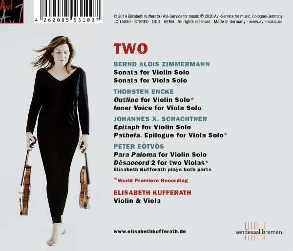Bernd Alois Zimmermann  ∙  Thorsten Encke  ∙  Johannes X. Schachtner  ∙  Peter Eötvös - Elisabeth Kufferath : Two (CD, Album)