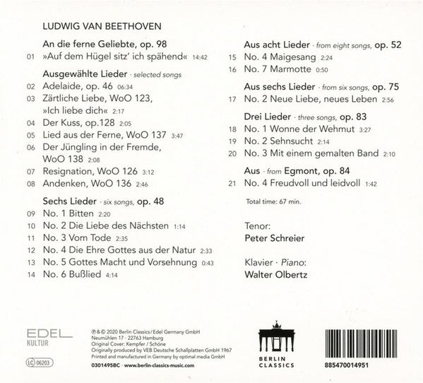 Peter Schreier, Ludwig van Beethoven, Walter Olbertz : Ein Liederabend Mit Peter Schreier (CD, Comp)