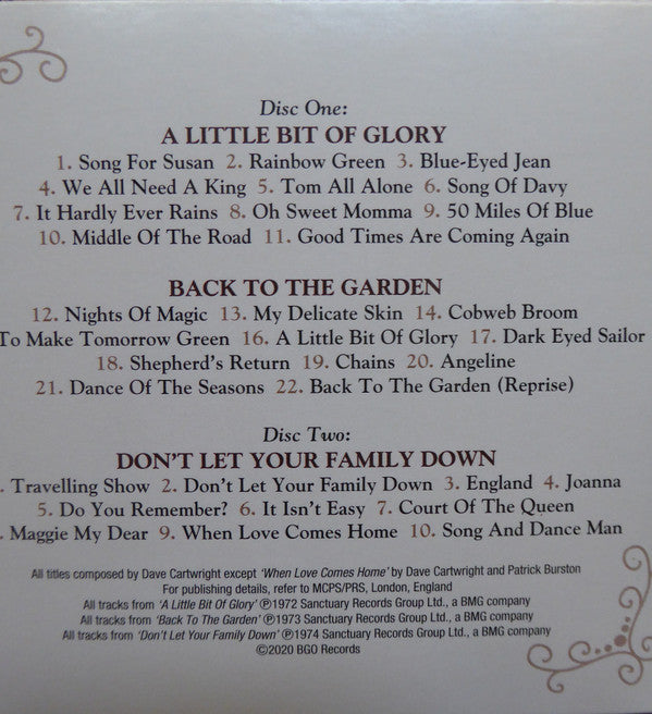 Dave Cartwright : A Little Bit Of Glory-Back To The Garden-Don't Let Your Family Down (2xCD, Comp)
