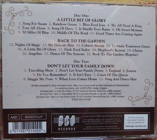 Dave Cartwright : A Little Bit Of Glory-Back To The Garden-Don't Let Your Family Down (2xCD, Comp)
