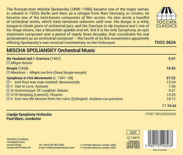 Mischa Spoliansky - Liepaja Symphony Orchestra, Paul Mann (5) : Orchestral Music (CD, Album)