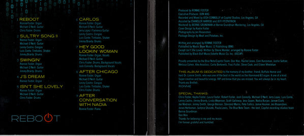 Ronnie Foster : Reboot (CD, Album)