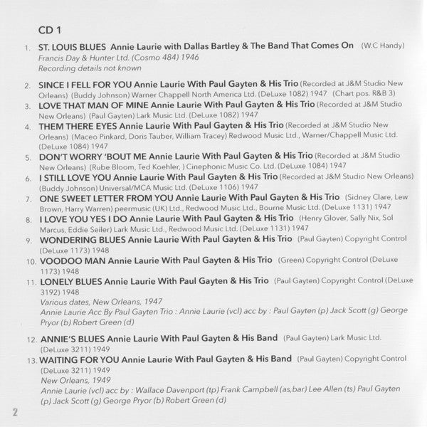 Annie Laurie : The Annie Laurie Collection 1945–62 (2xCD, Comp)