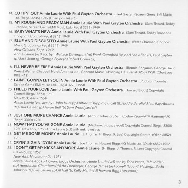 Annie Laurie : The Annie Laurie Collection 1945–62 (2xCD, Comp)