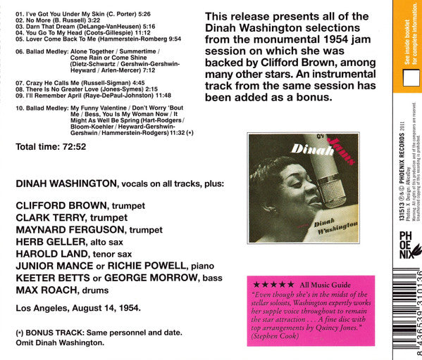 Dinah Washington With Clifford Brown : Complete Recordings (CD, Comp, RE)
