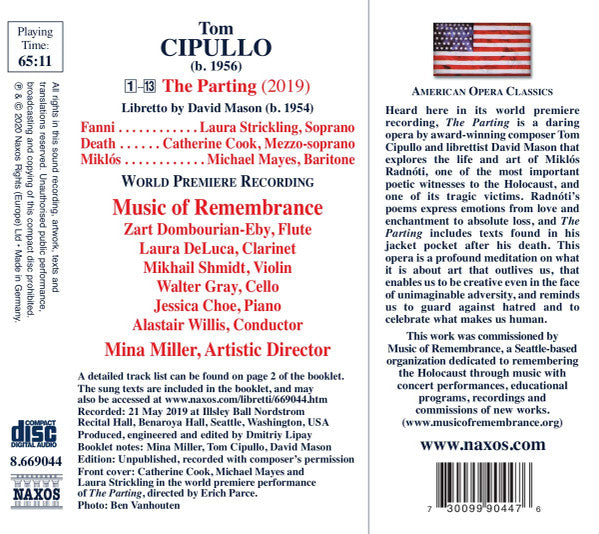 Tom Cipullo, Music of Remembrance : The Parting (CD, Album)