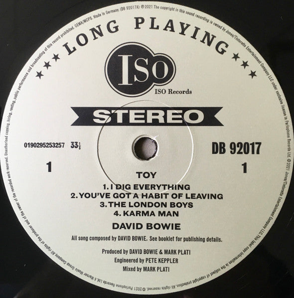 David Bowie : Toy (LP + LP, S/Sided, Etch + Album)