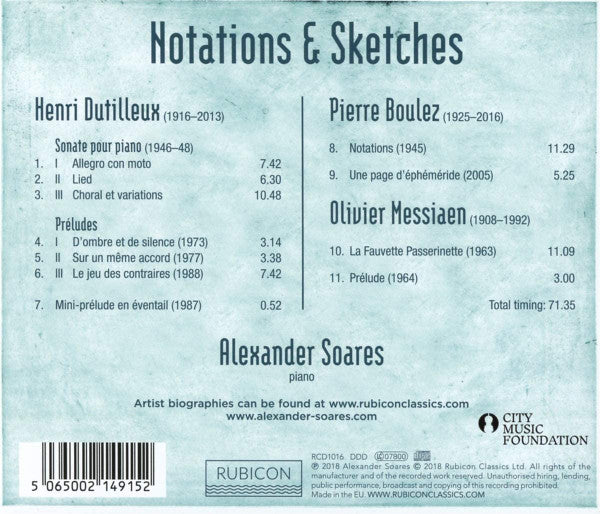 Alexander Soares : Notations & Sketches (CD, Album)