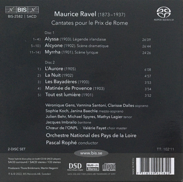 Maurice Ravel, Véronique Gens • Sophie Koch • Vannina Santoni • Janina Baechle • Julien Behr • Michael Spyres • Jacques Imbrailo, Chœur De L'ONPL et Orchestre National Des Pays De La Loire, Pascal Rophé : Cantatas Pour Le Prix De Rome (Box, Album + 2xSACD, Hybrid, Multichannel)