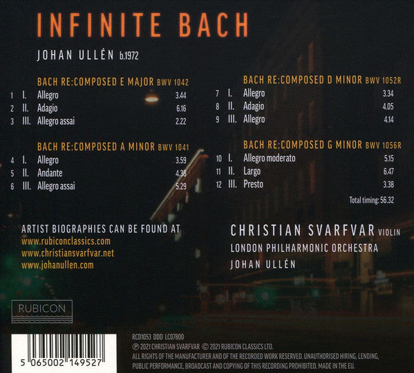 Johann Sebastian Bach, Johan Ullén, Christian Svarfvar, London Philharmonic Orchestra : Infinite Bach By Johan Ullén (CD, Album)