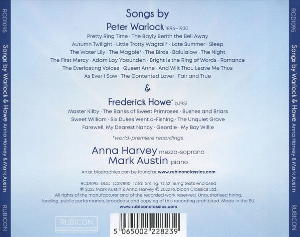 Anna Harvey (2), Mark Austin (12) : Songs By Warlock And Howe (CD, Album)
