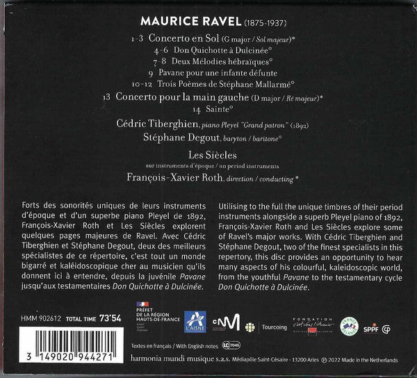 Maurice Ravel - Cédric Tiberghien, Stéphane Degout, François-Xavier Roth, Les Siècles : Concertos Pour Piano / Mélodies (CD, Album)