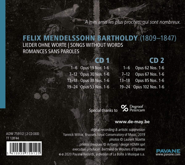 Felix Mendelssohn-Bartholdy, Stéphane De May : Lieder Ohne Worte (2xCD, Album)