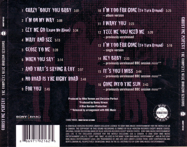 Christine Perfect : The Complete Blue Horizon Sessions (CD, Comp, Mono, RM)