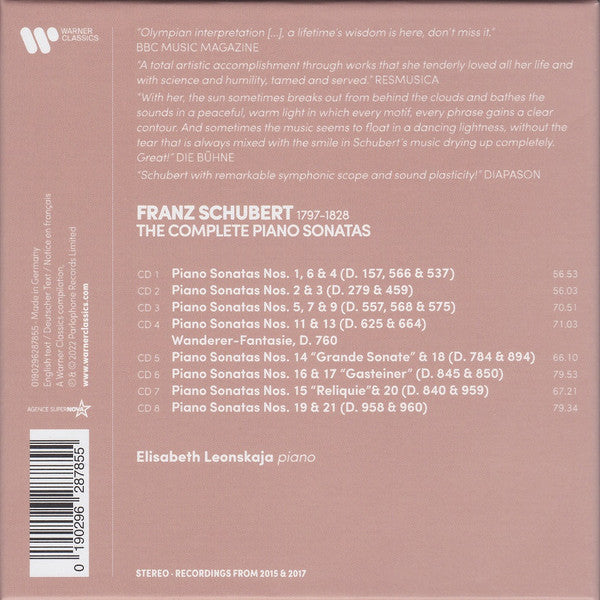 Schubert* - Elisabeth Leonskaja : The Complete Piano Sonatas (8xCD, Album, RE + Box, Comp)