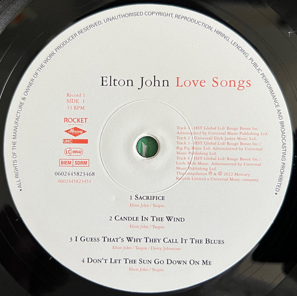 Elton John : Love Songs (2xLP, Comp, RE, RM, 180)