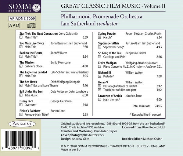 Philharmonic Promenade Orchestra, Iain Sutherland (2) : Great Classic Film Music: Volume II (CD, Album)