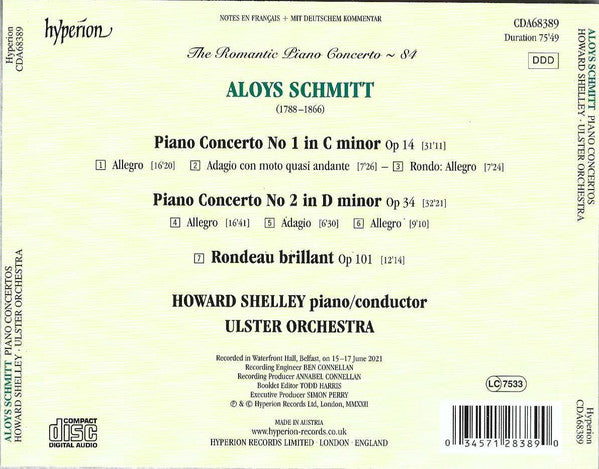 Aloys Schmitt - Howard Shelley, Ulster Orchestra : Piano Concertos (CD, Album)