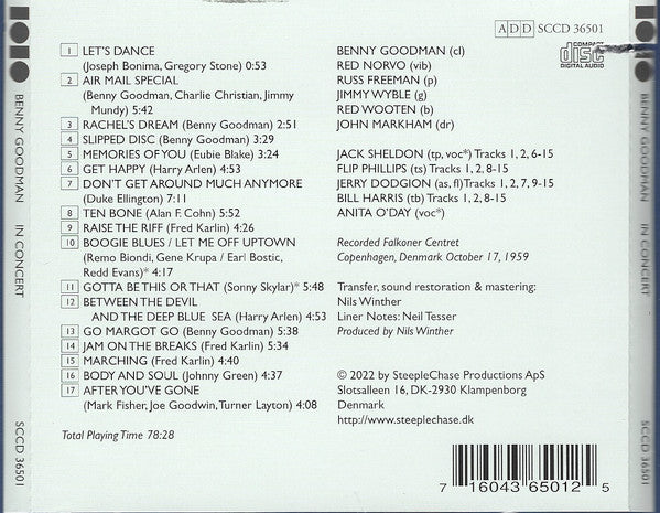 Benny Goodman And His Orchestra : In Concert - Falkoner Centret Copenhagen, Denmark October 19, 1959 (CD, Album)