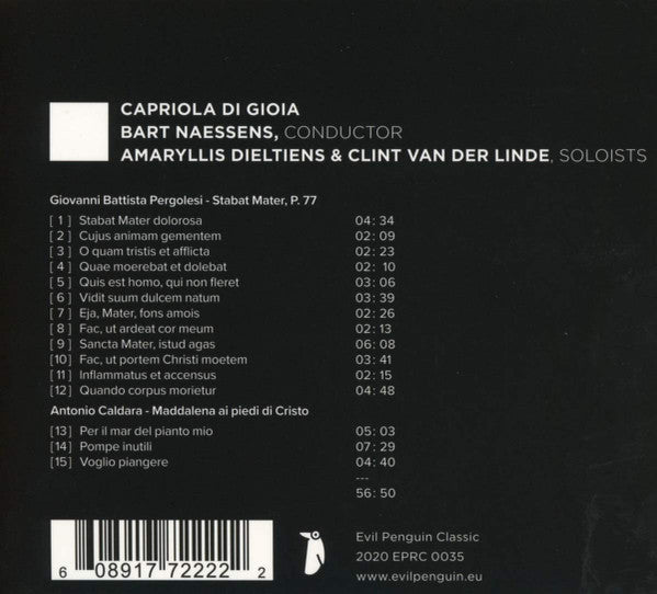 Giovanni Battista Pergolesi, Capriola Di Gioia, Bart Naessens, Amaryllis Dieltiens, Clint van der Linde : Stabat Mater (CD, Album)