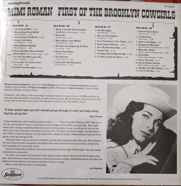 Mimi Roman : First Of The Brooklyn Cowgirls (2xLP, Mono)
