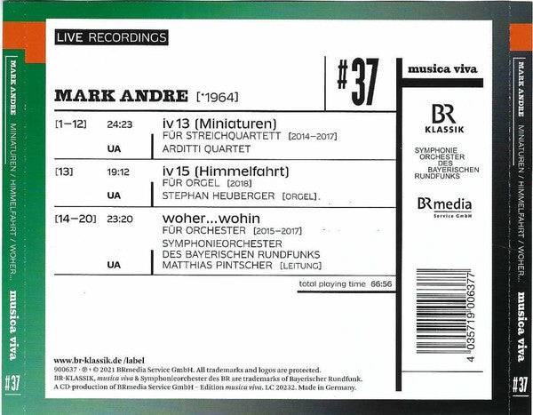 Mark Andre : #37 | Miniaturen / Himmelfahrt / Woher...wohin (CD, Album)