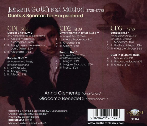 Johann Gottfried Müthel / Anna Clemente, Giacomo Benedetti : Duets & Sonatas For Harpsichord (3xCD, Album)