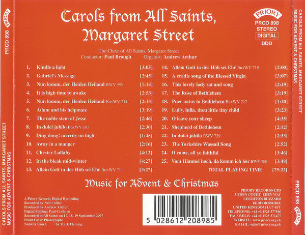 Choir Of All Saints Church, Margaret Street Conducter Paul Brough , Organist Andrew Arthur (2) : Carols From All Saints, Margaret Street. Music For Advent & Christmas (CD, Album)