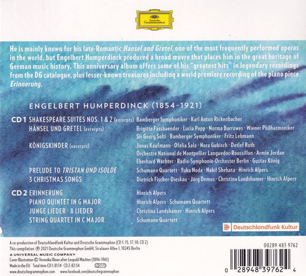 Engelbert Humperdinck (2) – Christina Landshamer, Jonas Kaufmann, Hinrich Alpers, Schumann Quartett, Bamberger Symphoniker, Wiener Philharmoniker : Erinnerung (Homage To Humperdinck) (2xCD, Album)