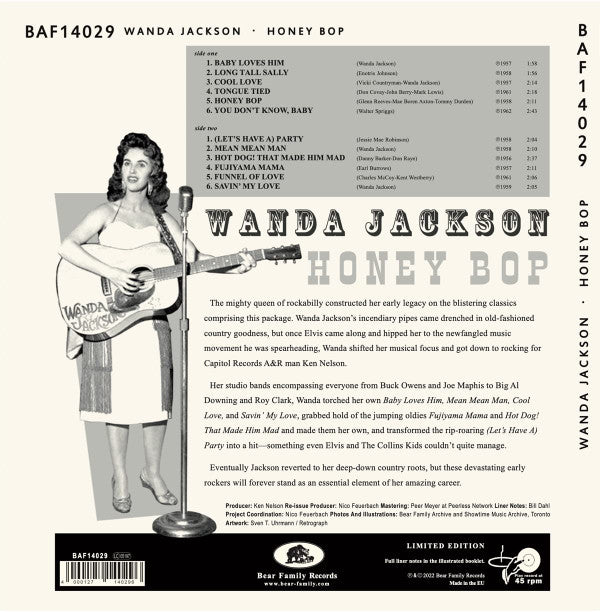 Wanda Jackson : Honey Bop (10", Comp, Ltd)
