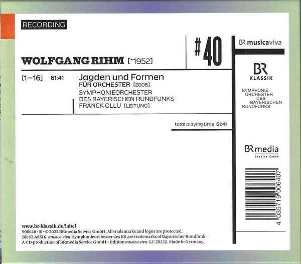 Wolfgang Rihm : #40 | Jagden Und Formen (CD, Album)