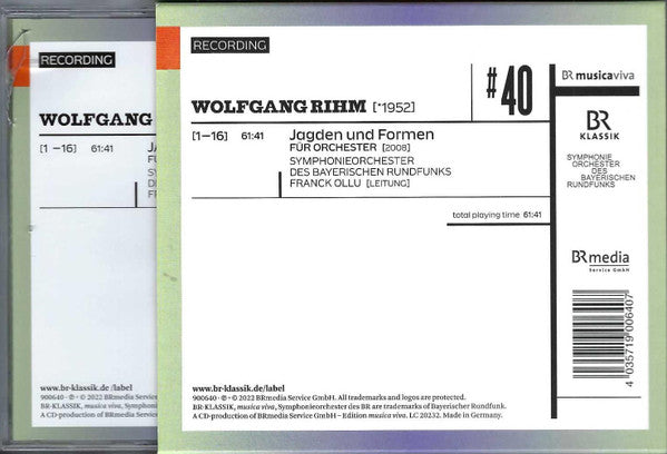 Wolfgang Rihm : #40 | Jagden Und Formen (CD, Album)