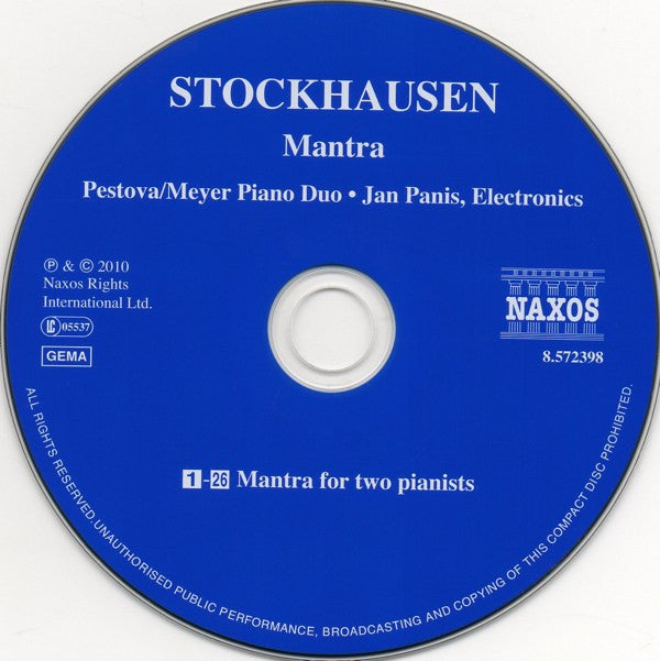 Karlheinz Stockhausen, Pestova/Meyer Piano Duo, Jan Panis : Mantra (CD, Album)