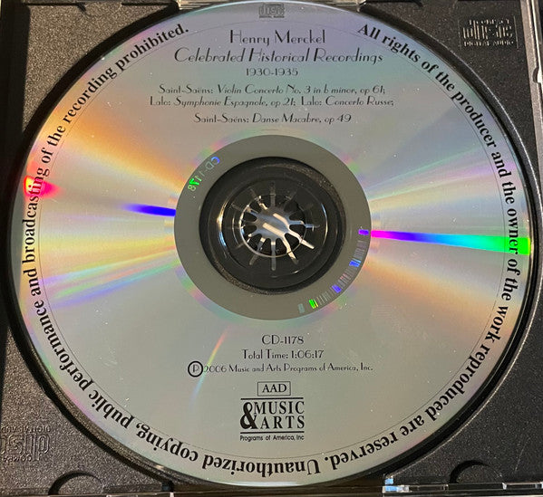 Henry Merckel, Lalo*, Saint-Saëns* : Symphonie Espagnole / Violin Concerto No. 3  / Celebrated Historical Recordings (CD, Comp)