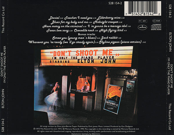 Elton John : Don't Shoot Me I'm Only The Piano Player (CD, Album, RE, RM)