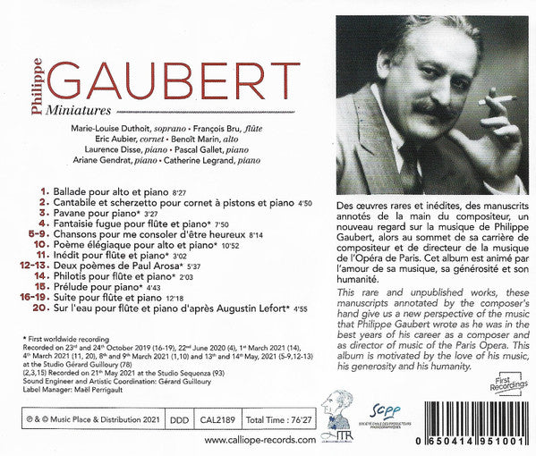 Philippe Gaubert (2), Marie-Louise Duthoit, François Bru, Eric Aubier, Benoît Marin, Laurence Disse, Pascal Gallet, Ariane Gendrat, Catherine Legrand (2), Gérard Guilloury : Miniatures (CD, Album)
