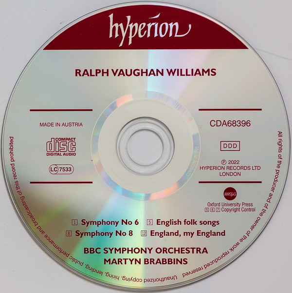 Ralph Vaughan Williams, Martyn Brabbins, BBC Symphony Orchestra, Roderick Williams (3) : Symphonies Nos 6 & 8 (CD, Album)
